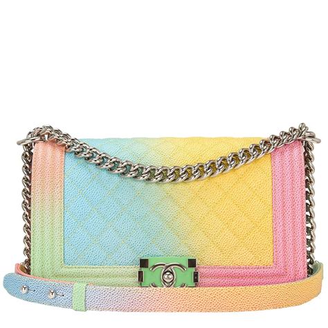 chanel pink rainbow printed caviar medium boy bag|Chanel 2017 Rainbow Medium Boy Bag .